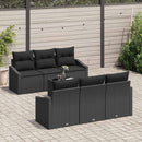 Sofa Sæt med pude med pude 7 pcs Sort polyrattan