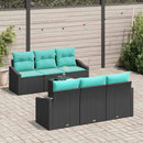 Sofa Sæt med pude med pude 7 pcs Sort og Turkis polyrattan