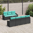 Sofa Sæt med pude med pude 8 pcs Sort og Turkis polyrattan