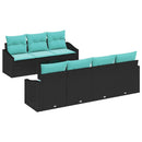 Sofa Sæt med pude med pude 8 pcs Sort og Turkis polyrattan
