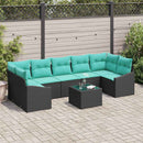 Sofa Sæt med pude med pude 8 pcs Sort og Turkis polyrattan