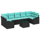 Sofa Sæt med pude med pude 8 pcs Sort og Turkis polyrattan