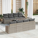Sofa Sæt med pude med pude 9 pcs Lysegrå polyrattan