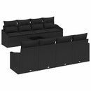 Sofa Sæt med pude med pude 9 pcs Sort polyrattan