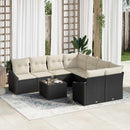 Sofa Sæt med pude med pude 9 pcs Sort og Cream polyrattan