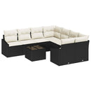 Sofa Sæt med pude med pude 9 pcs Sort og Cream polyrattan