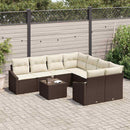 Sofa Sæt med pude med pude 9 pcs Brun og Creme polyrattan