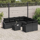 Sofa Sæt med pude med pude 9 pcs Sort polyrattan