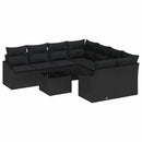 Sofa Sæt med pude med pude 9 pcs Sort polyrattan