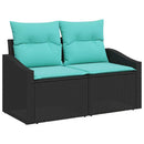 Sofa Sæt med pude med pude 9 pcs Sort og Turkis polyrattan