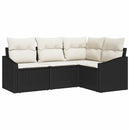 Sofa Sæt 4 stk. Sort polyrattan