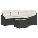 Sofa Sæt 5 stk. Sort polyrattan