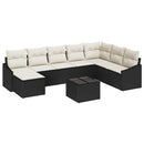 Sofa Sæt 9 stk. Sort polyrattan