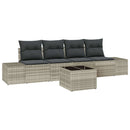 Sofa Sæt med pude med pude 5 pcs Lysegrå polyrattan