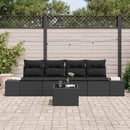 Sofa Sæt med pude med pude 5 pcs Sort polyrattan