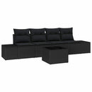 Sofa Sæt med pude med pude 5 pcs Sort polyrattan