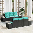 Havesofa Sæt 7 stk. Sort polyrattan