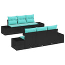 Havesofa Sæt 7 stk. Sort polyrattan