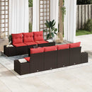 Havesofa Sæt med pude 8 pcs Brun polyrattan