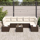 Havesofa Sæt med pude 8 pcs Brun polyrattan
