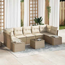 Havesofa Sæt med pude 8 pcs Beige polyrattan