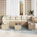 Havesofa Sæt med pude 8 pcs Beige polyrattan