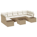 Havesofa Sæt med pude 8 pcs Beige polyrattan