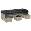 Havesofa Sæt med pude 8 pcs Lysegrå polyrattan