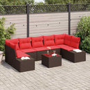 Havesofa Sæt med pude 8 pcs Brun polyrattan