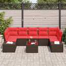 Havesofa Sæt med pude 8 pcs Brun polyrattan