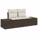 Havesofa Sæt med pude 7 pcs Brun og cremefarvet polyrattan