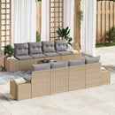 Havesofa Sæt med pude 7 pcs Beige og lys grå polyrattan