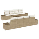 Havesofa Sæt med pude 7 pcs Beige og creme polyrattan