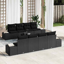 Havesofa Sæt med pude 7 pcs Sort polyrattan