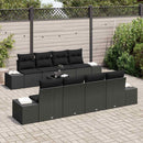 Havesofa Sæt med pude 7 pcs Sort polyrattan