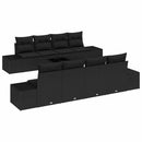 Havesofa Sæt med pude 7 pcs Sort polyrattan