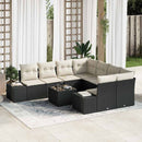 Havesofa Sæt med pude 9 pcs Sort polyrattan