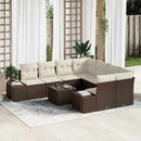 Havesofa Sæt med pude 9 pcs Brun polyrattan
