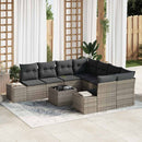 Havesofa Sæt med pude 9 pcs Grå polyrattan