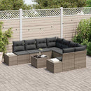 Havesofa Sæt med pude 9 pcs Grå polyrattan
