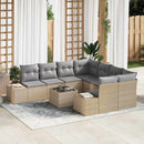 Havesofa Sæt med pude 9 pcs Beige polyrattan