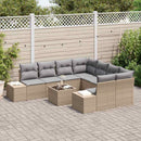 Havesofa Sæt med pude 9 pcs Beige polyrattan