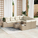 Havesofa Sæt med pude 9 pcs Beige polyrattan