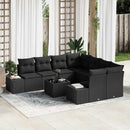 Havesofa Sæt med pude 9 pcs Sort polyrattan