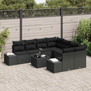 Havesofa Sæt med pude 9 pcs Sort polyrattan