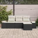 Havesofa Sæt med pude 4 pcs Sort polyrattan