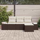 Havesofa Sæt med pude 4 pcs Brun polyrattan