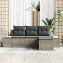 Havesofa Sæt med pude 4 pcs Grå polyrattan