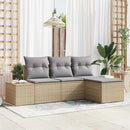Havesofa Sæt med pude 4 pcs Beige polyrattan
