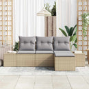 Havesofa Sæt med pude 4 pcs Beige polyrattan